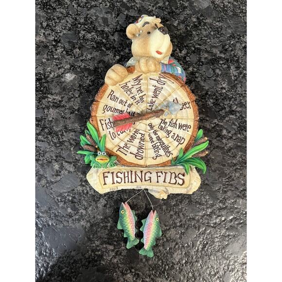 Enesco Moose Creek Crossing “Fishing Fibs” 2001 Wall Plaque #101177 - Picture 3 of 6